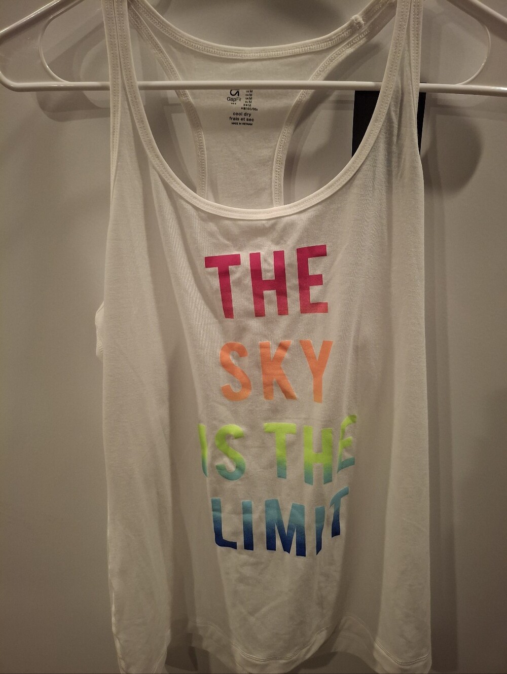 GAP White Racerback Tank with Multicolor Gradient Graphic